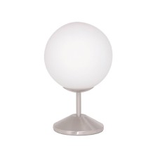 Φωτιστικό επιτραπέζιο μονόφωτο από γυαλί Ø20 άσπρο και μεταλλική βάση σε χρώμιο | Aca | V2112T